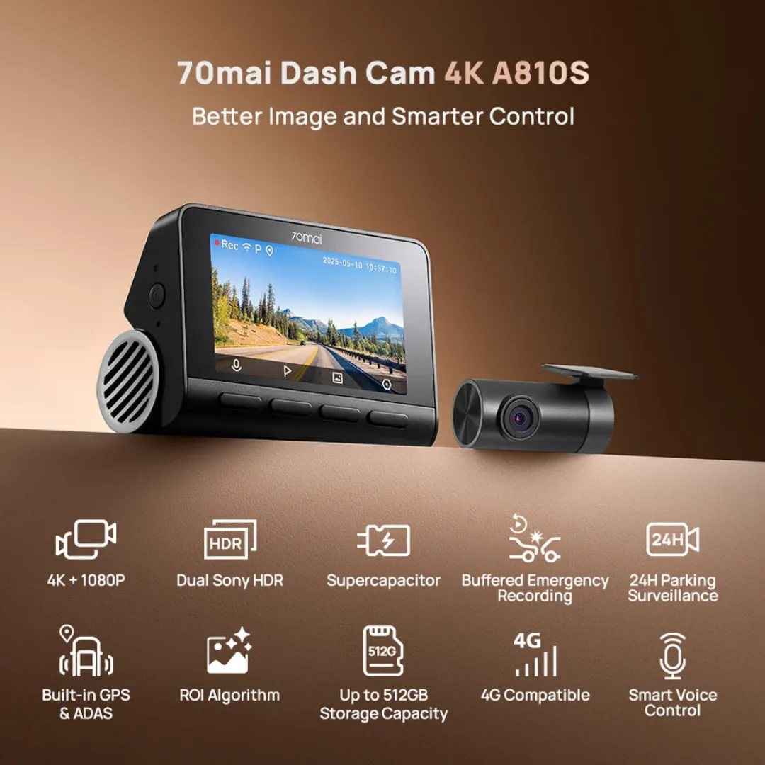 دوربین ثبت وقایع خودرو شیائومی مدل 70Mai A810S