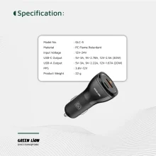 شارژر فندکی 50 وات گرین لاین مدل Dual Port