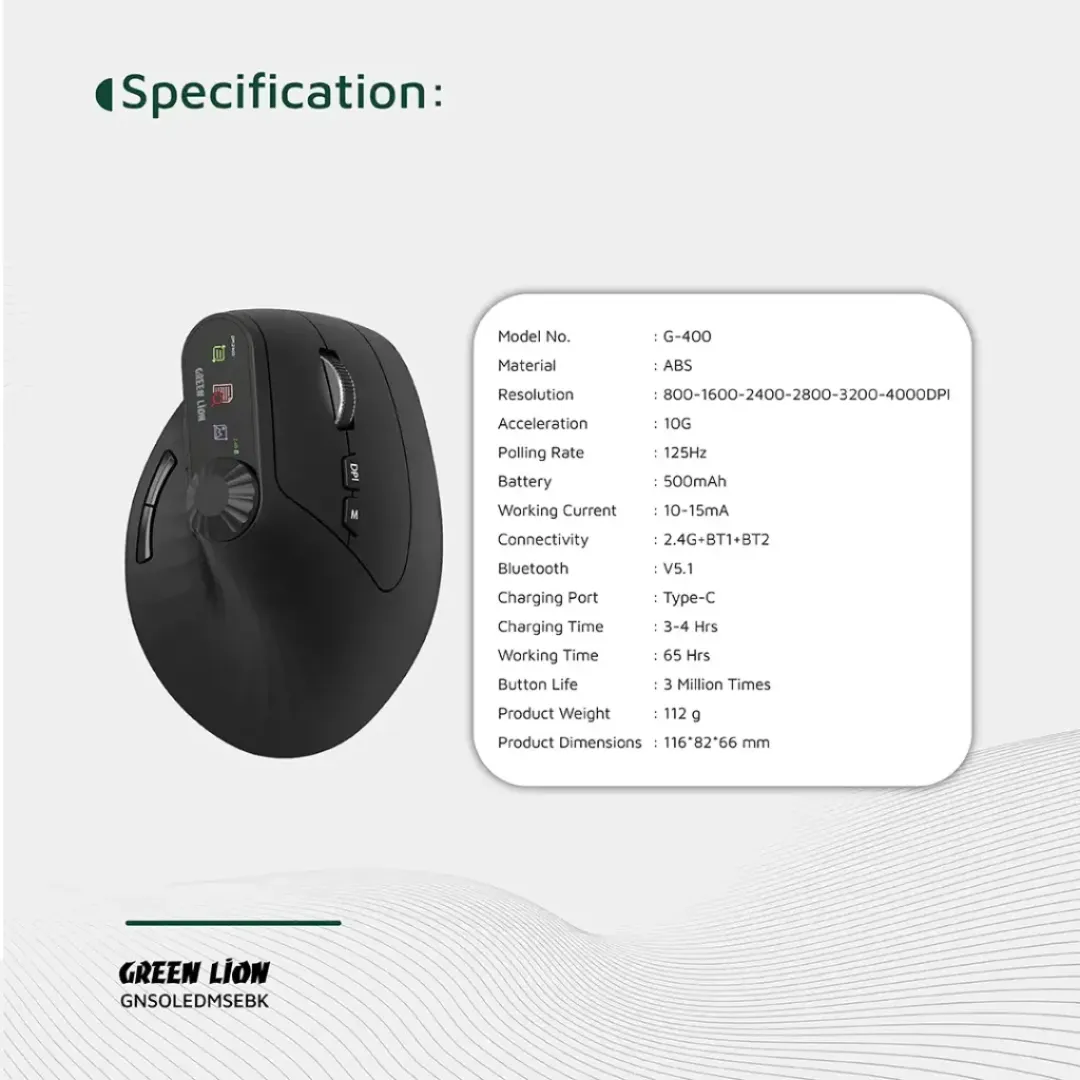 ماوس بی سیم عمودی گرین لاین مدل Smart OLED