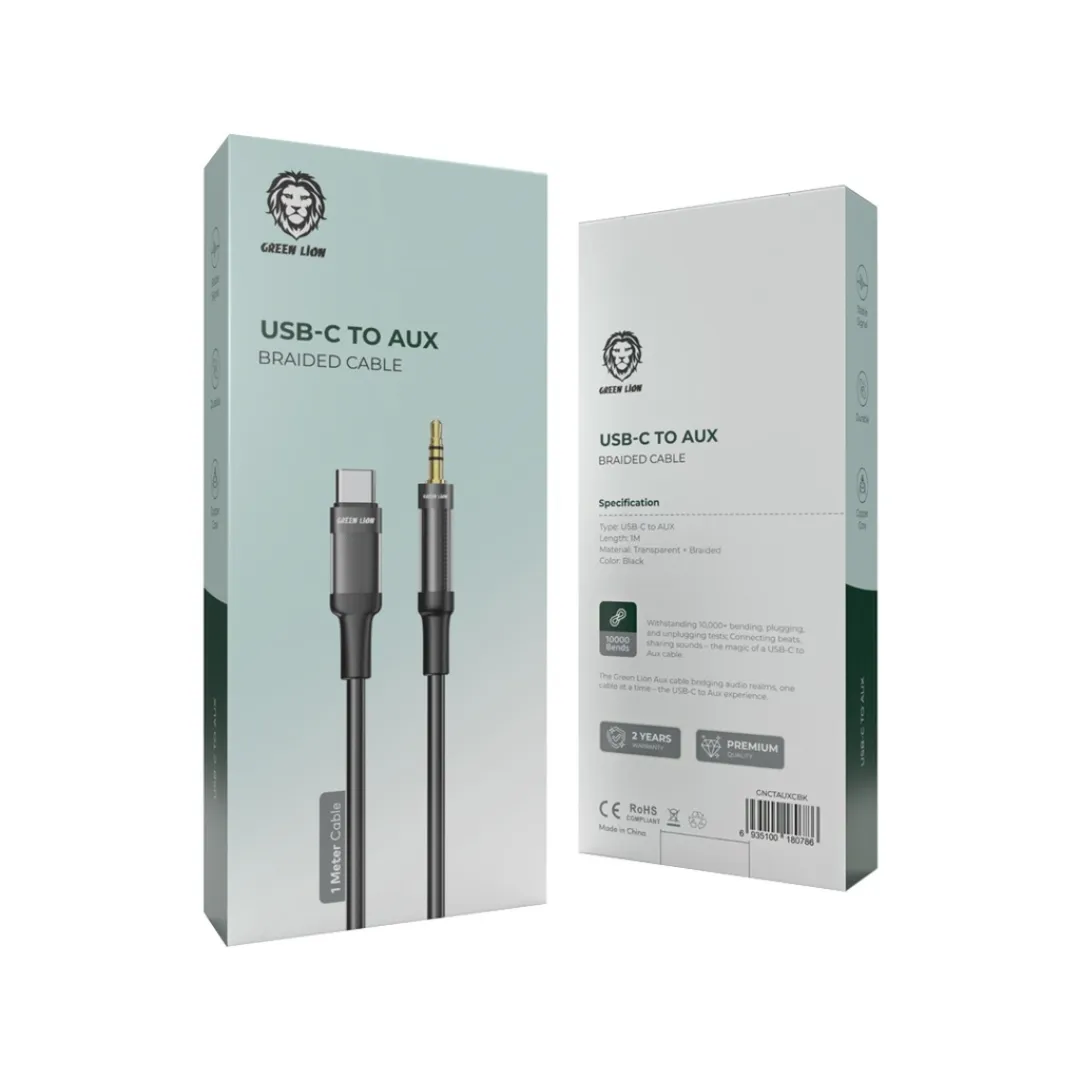کابل تبدیل USB-C به AUX گرین لاین مدل Braided Cable طول 1 متر